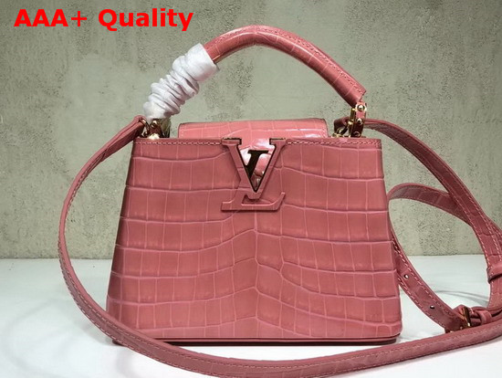 Louis Vuitton Capucines Mini Rose Tourmaline Alligator Leather N95003 Replica