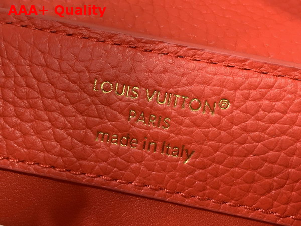 Louis Vuitton Capucines Mini Sari Red Taurillon Leather with a Mixed Metal Decorative Chain M28304 Replica
