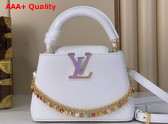 Louis Vuitton Capucines Mini Snow Taurillon Leather with a Colorful Charm Embellished Chain M28200 Replica