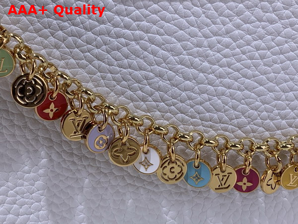 Louis Vuitton Capucines Mini Snow Taurillon Leather with a Colorful Charm Embellished Chain M28200 Replica