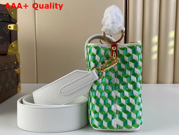 Louis Vuitton Capucines Mini White Green Taurillon Leather and Intricate Embroidery M59879 Replica