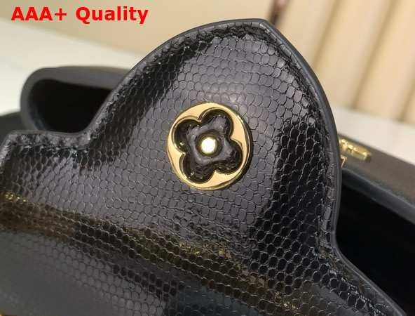 Louis Vuitton Capucines Mini in Black Bull Calf and Karung Leather Elevated with a Gold Toned Handle and LV Initials M13737 Replica