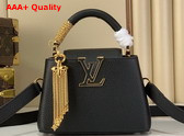 Louis Vuitton Capucines Mini in Black Taurillon Leather with Chain Charm Replica