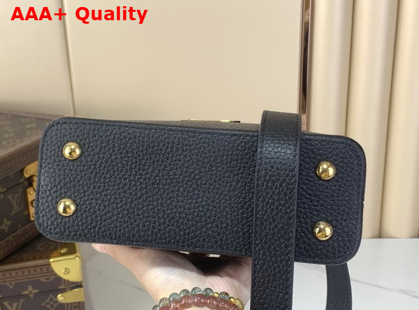Louis Vuitton Capucines Mini in Black Taurillon Leather with Chain Charm Replica