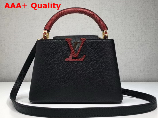 Louis Vuitton Capucines Mini in Black Taurillon Leather with Lizard Handle Replica
