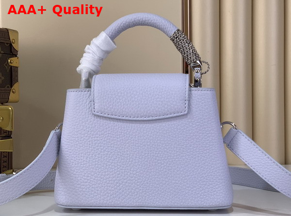 Louis Vuitton Capucines Mini in Frozen Blue Taurillon Leather with Chain Charm M26328 Replica