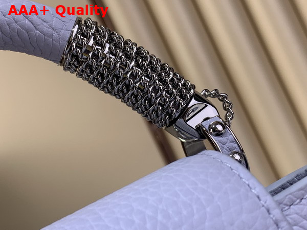 Louis Vuitton Capucines Mini in Frozen Blue Taurillon Leather with Chain Charm M26328 Replica