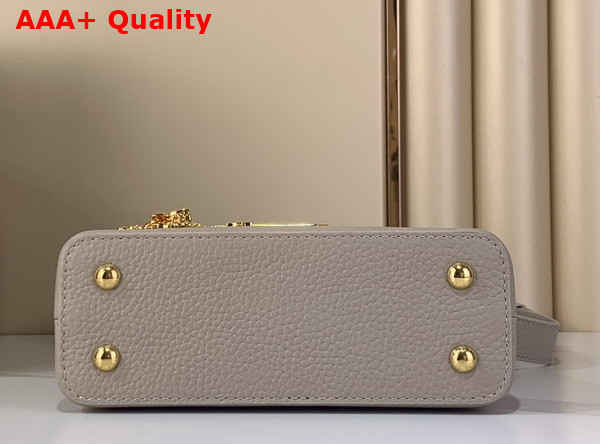 Louis Vuitton Capucines Mini in Galet Gray Taurillon Leather with Chain Charm Replica