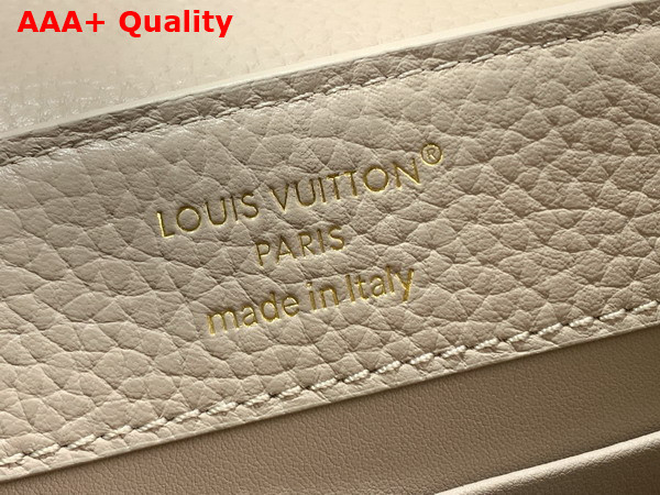 Louis Vuitton Capucines Mini in Galet Gray Taurillon Leather with Chain Charm Replica