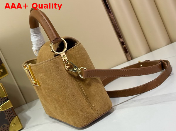 Louis Vuitton Capucines Mini in Hazelnut Calfskin Suede Leather M29612 Replica