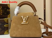 Louis Vuitton Capucines Mini in Hazelnut Calfskin Suede Leather M29612 Replica