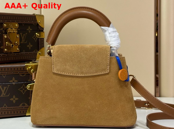 Louis Vuitton Capucines Mini in Hazelnut Calfskin Suede Leather M29612 Replica