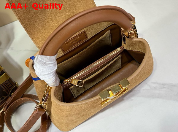 Louis Vuitton Capucines Mini in Hazelnut Calfskin Suede Leather M29612 Replica