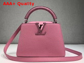 Louis Vuitton Capucines Mini in Pink Grain Leather with Lizard Handle Replica