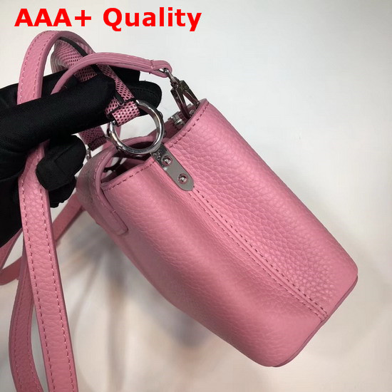 Louis Vuitton Capucines Mini in Pink Grain Leather with Lizard Handle Replica