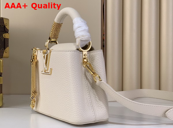 Louis Vuitton Capucines Mini in Vanilla Taurillon Leather with Chain Charm Replica