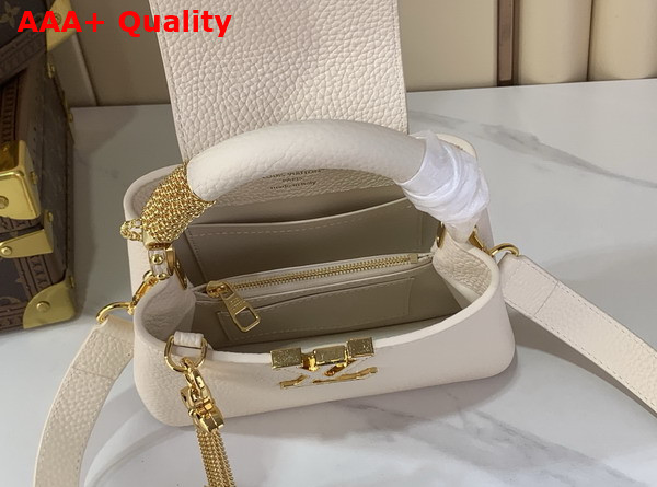 Louis Vuitton Capucines Mini in Vanilla Taurillon Leather with Chain Charm Replica