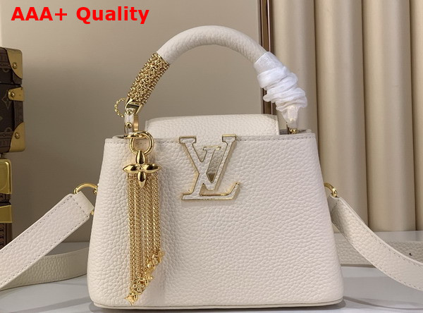 Louis Vuitton Capucines Mini in Vanilla Taurillon Leather with Chain Charm Replica