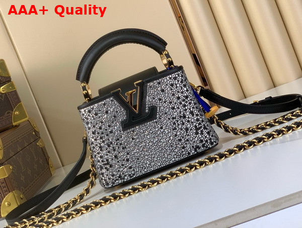 Louis Vuitton Capucines Nano Bag Silver Cyrstals On Textile M83088 Replica