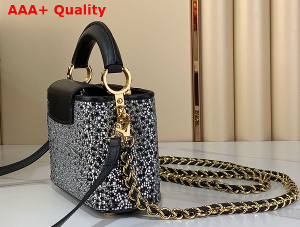 Louis Vuitton Capucines Nano Bag Silver Cyrstals On Textile M83088 Replica