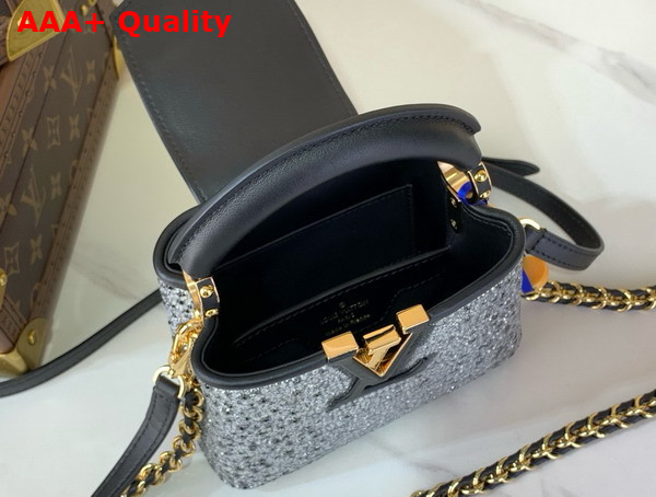 Louis Vuitton Capucines Nano Bag Silver Cyrstals On Textile M83088 Replica