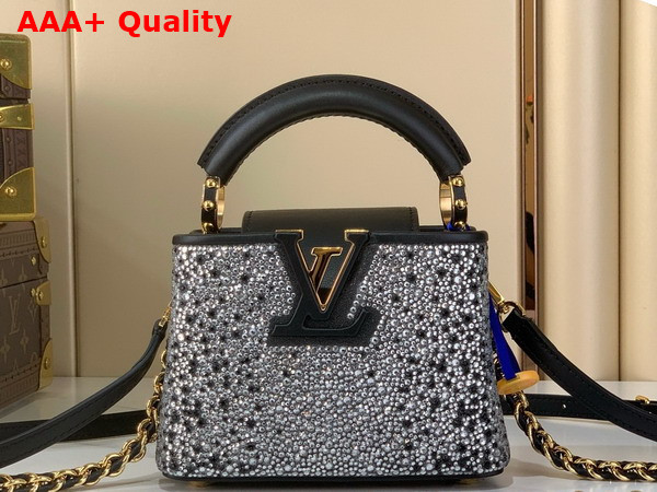 Louis Vuitton Capucines Nano Bag Silver Cyrstals On Textile M83088 Replica