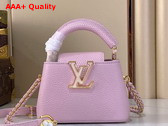 Louis Vuitton Capucines Nano Handbag Baby Pink Mother of Pearl Taurillon Leather Replica
