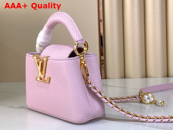 Louis Vuitton Capucines Nano Handbag Baby Pink Mother of Pearl Taurillon Leather Replica