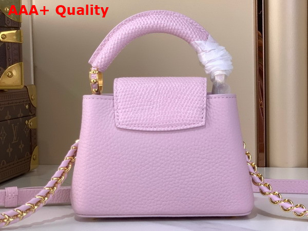 Louis Vuitton Capucines Nano Handbag Baby Pink Mother of Pearl Taurillon Leather Replica