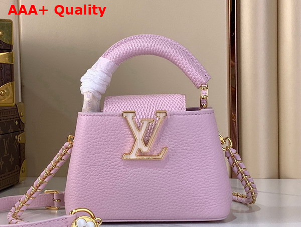 Louis Vuitton Capucines Nano Handbag Baby Pink Mother of Pearl Taurillon Leather Replica