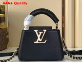 Louis Vuitton Capucines Nano Handbag Black Mother of Pearl Taurillon Leather Replica