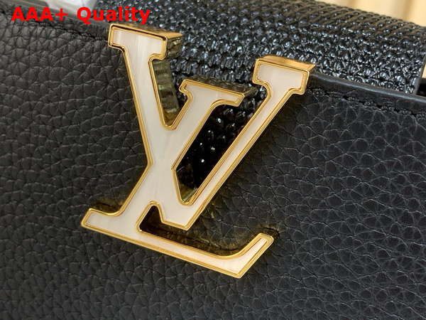 Louis Vuitton Capucines Nano Handbag Black Mother of Pearl Taurillon Leather Replica