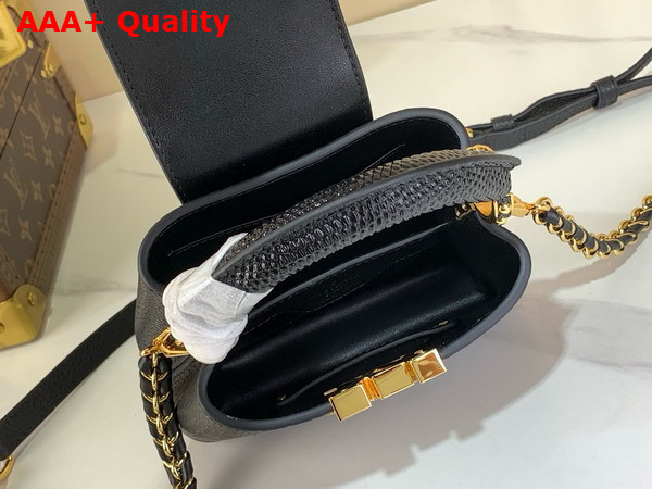 Louis Vuitton Capucines Nano Handbag Black Mother of Pearl Taurillon Leather Replica