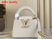 Louis Vuitton Capucines Nano Handbag Cream Mother of Pearl Taurillon Leather M25611 Replica