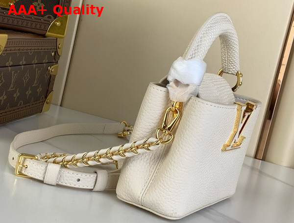 Louis Vuitton Capucines Nano Handbag Cream Mother of Pearl Taurillon Leather M25611 Replica