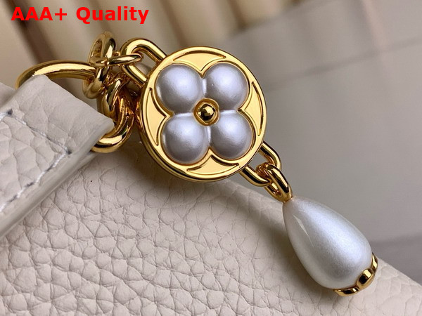 Louis Vuitton Capucines Nano Handbag Cream Mother of Pearl Taurillon Leather M25611 Replica