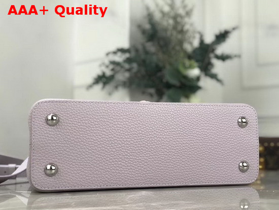 Louis Vuitton Capucines PM Handbag Brume Grey Taurillon Leather Embellished with Colored Monogram Flowers M53727 Replica