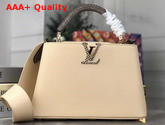 Louis Vuitton Capucines PM Handbag in Banane Yellow Taurillon Leather and Python Leather Handle Replica