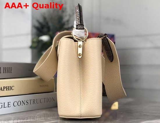 Louis Vuitton Capucines PM Handbag in Banane Yellow Taurillon Leather and Python Leather Handle Replica