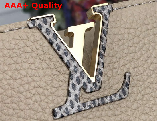 Louis Vuitton Capucines PM Handbag in Banane Yellow Taurillon Leather and Python Leather Handle Replica