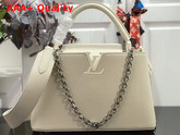 Louis Vuitton Capucines PM Handbag in White Taurillon Leather with White Matte Hardware Replica