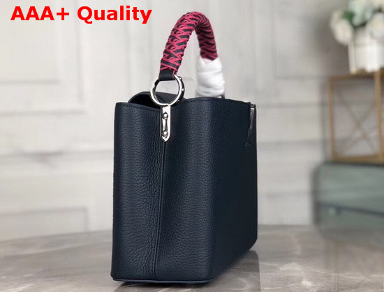 Louis Vuitton Capucines PM Handbag with Braided Handle Navy Blue Taurillon Leather Replica
