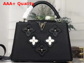 Louis Vuitton Capucines PM Noir Grained Taurillon Leather Embellished with Monogram Flowers M53850 Replica