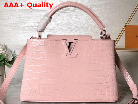 Louis Vuitton Capucines PM Rose Tourmaline Crocodilian Brillant Leather N94260 Replica