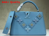 Louis Vuitton Capucines PM Sky Blue Taurillon Skin with Taiga Leather Details Replica