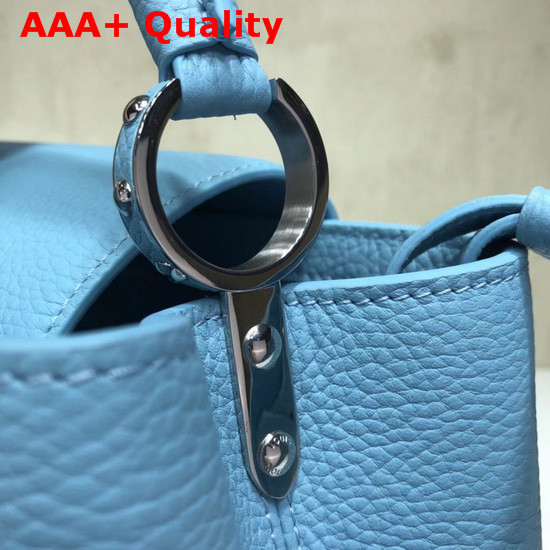 Louis Vuitton Capucines PM Sky Blue Taurillon Skin with Taiga Leather Details Replica