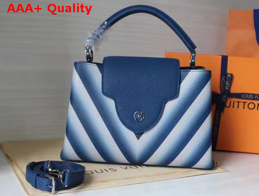 Louis Vuitton Capucines PM Taurillon Leather Pure Silhouette Blue and White Replica