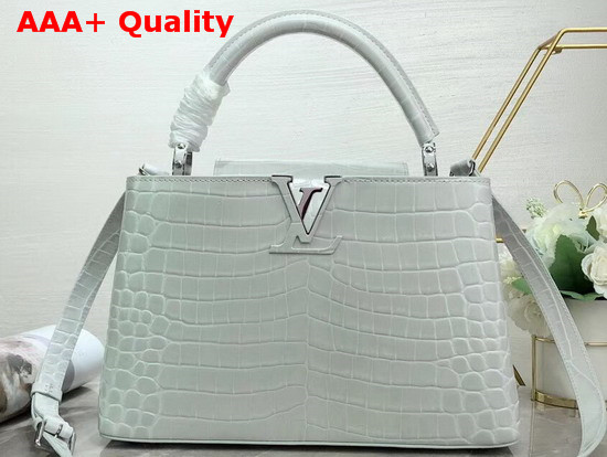 Louis Vuitton Capucines PM White Crocodilian Brillant Leather Replica