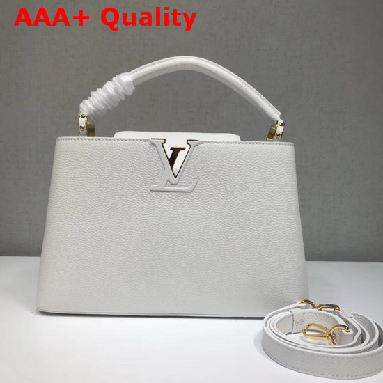 Louis Vuitton Capucines PM White Taurillon Leather Replica