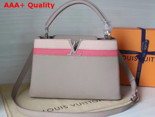 Louis Vuitton Capucines PM in Grey with Taurillon Caviar Leather Trim Replica